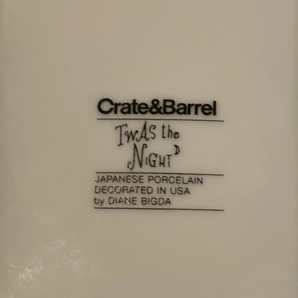 NEW Crate&Barrel Twas The Night Before Christmas 8” Plate Salad Dessert EXC